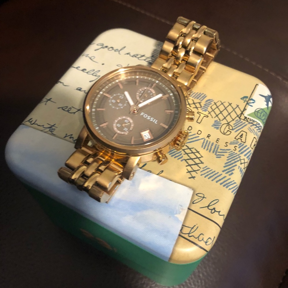 Fossil Rose Gold Watch w/ Brown Face
